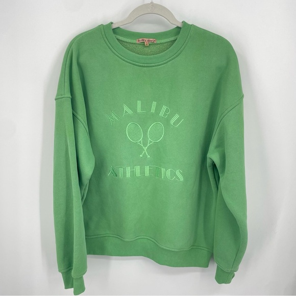 Bailey rose Malibu Athletics Oversized crewneck sweatshirt tennis Sz L green - Picture 1 of 10